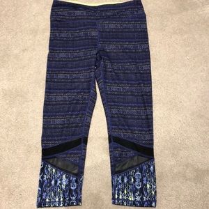 Purple and yellow capris leggings